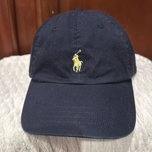 RALPH LAUREN POLO Baseball Cap Navy with yellow Embroidery Adjustable NWOT